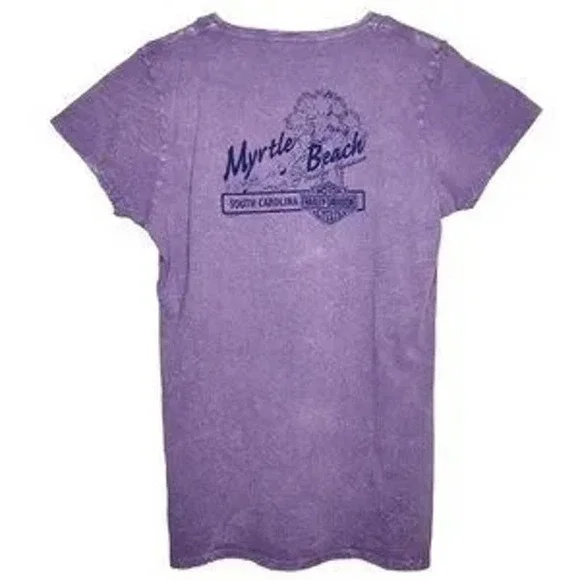 HARLEY DAVIDSON V Neck T Shirt - Myrtle Beach, SC - Purple - Women's XL - Picture 2 of 6